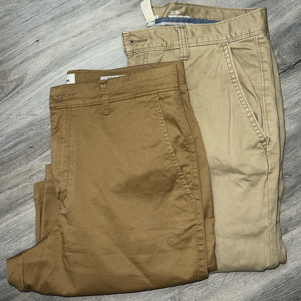 Men’s khaki pants and khaki shorts